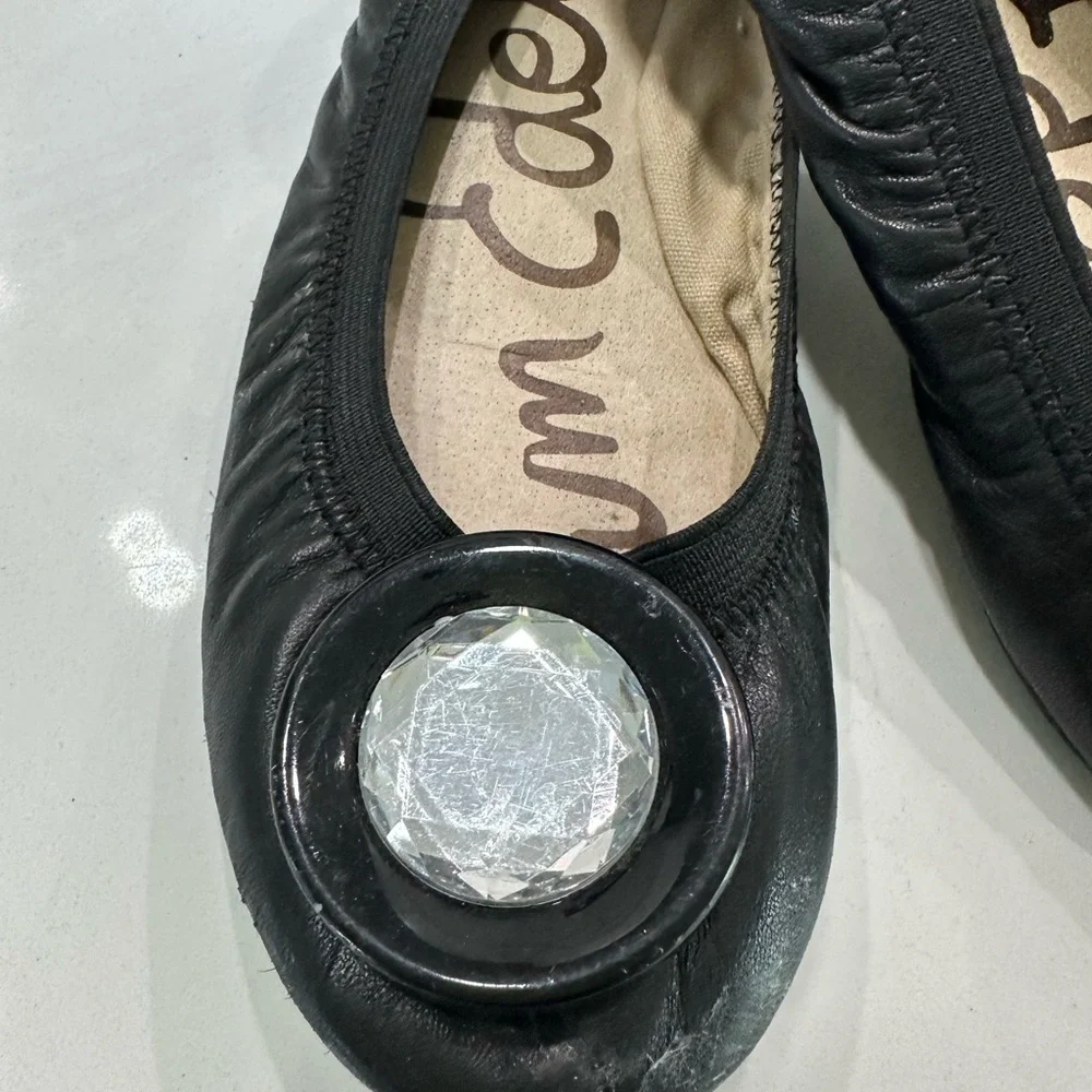 Sam Edelman Black Flats with Silver Medallion - Picture 2 of 3